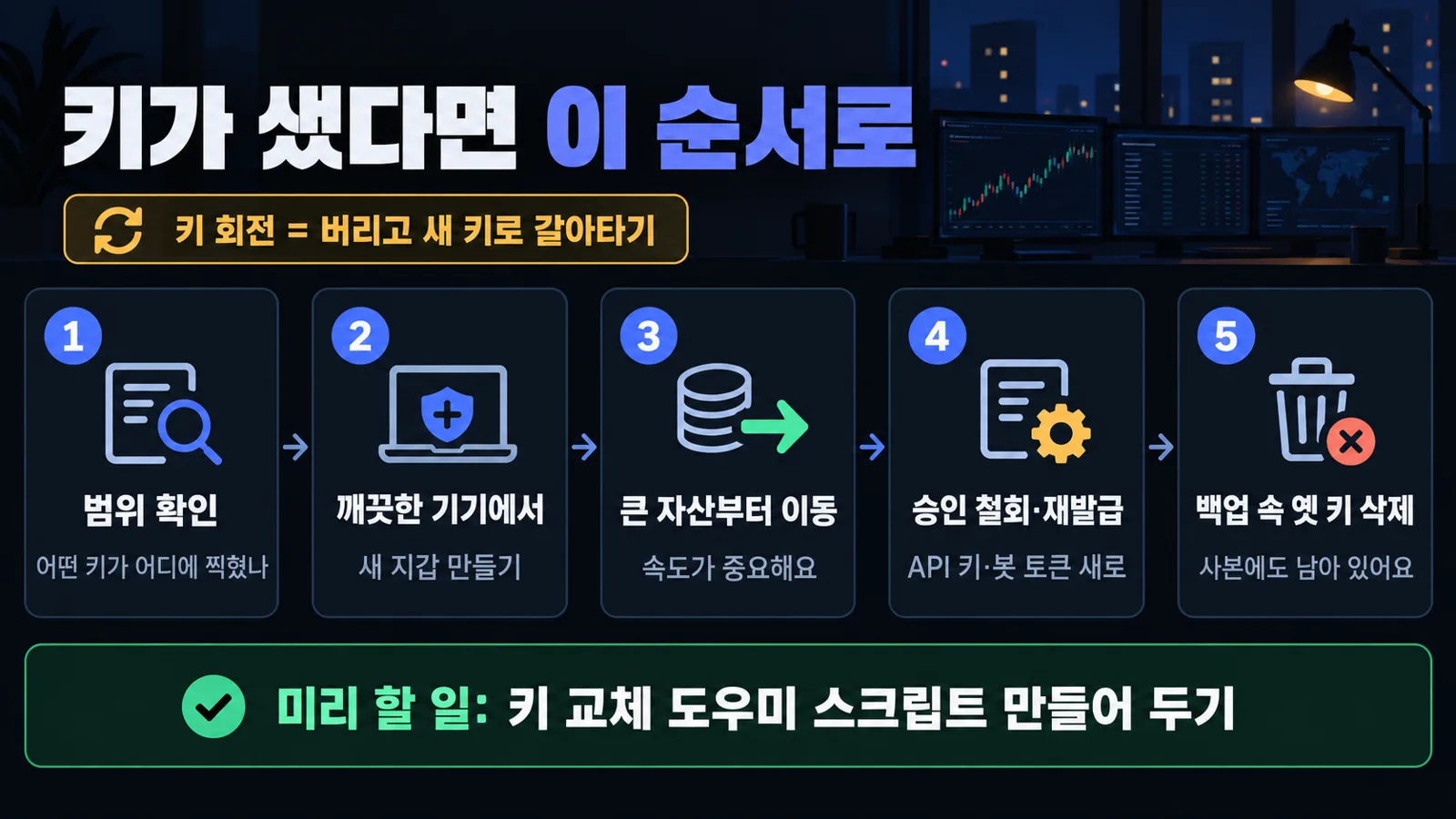 키가 샜다면 이 순서로