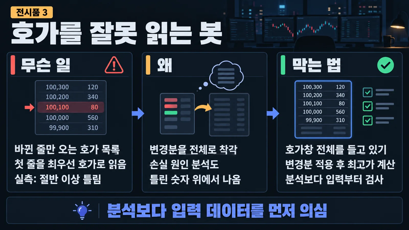 전시품 3: 변경분 호가를 전체로 착각한 봇